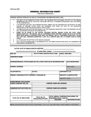 gis form 2020|GENERAL INFORMATION SHEET (SEC Form GIS).